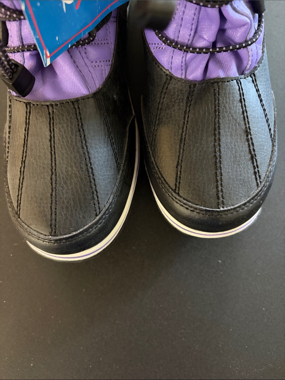 Totes Girls Size 6 Purple & Black Quilted Winter Boots - Picture 4 of 5